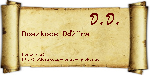 Doszkocs Dóra névjegykártya